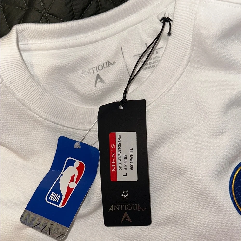 Classic White and Blue Crewneck Sweater with Emblem